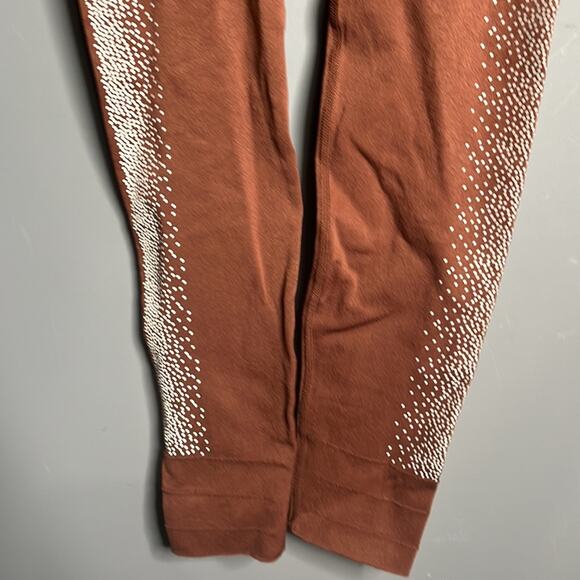 Fabletics Sculpt Knit Brown Mid Rise Leggings With Polka Dots Size Medium - Picture 3 of 8